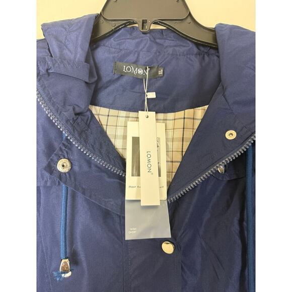 LOMON Women's Waterproof Hooded Raincoat - Navy Blue XL - Picture 2 of 8